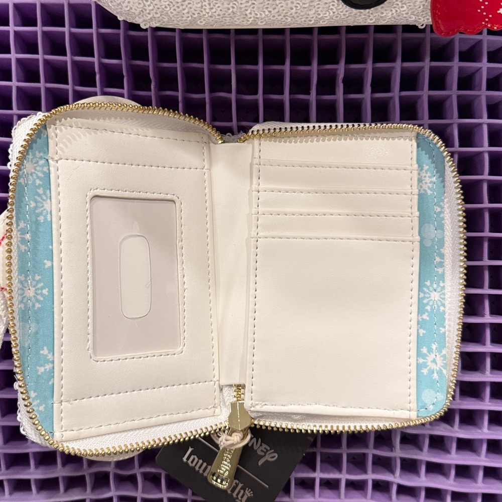 NWT Retired Disney Loungefly Mickey Sequin Snowman Mini Backpack and Wallet - Picture 12 of 12